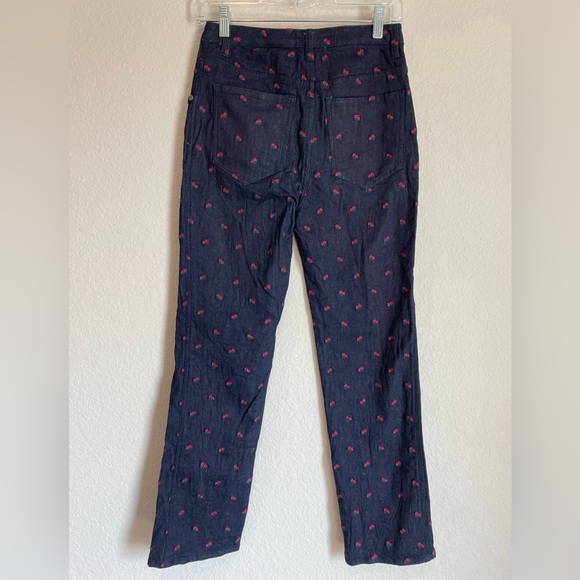 Miaou Junior Floral Embroidered Dark Blue Crop Jeans size 28 - Picture 3 of 12